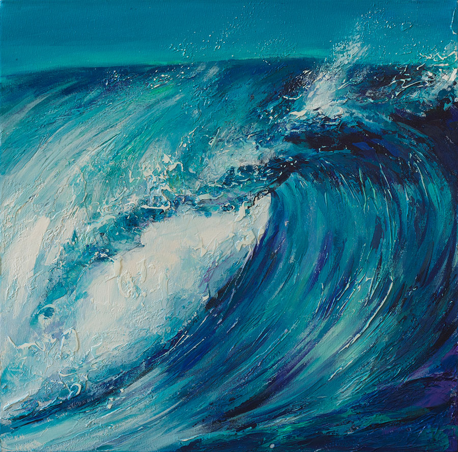 Painting by Irina Negulescu, Indigo Twist.Ocean Waves.