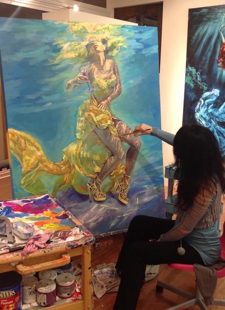 Irina Negulescu painting Lemon Twist, Acrylic Painting on Canvas